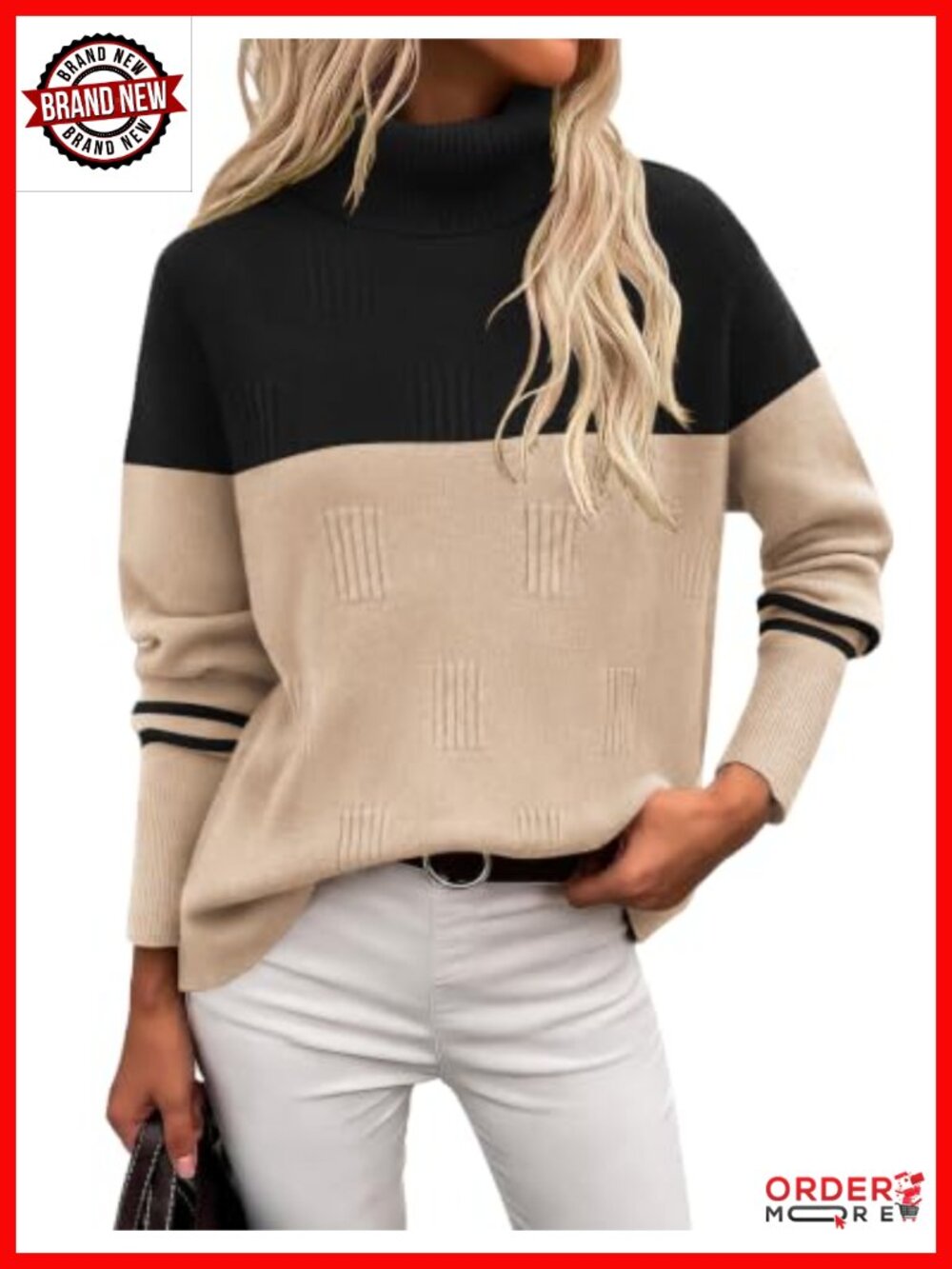 Ekouaer Women's Turtleneck Sweater Long Sleeve Knitted Pullover Fall Winter Top